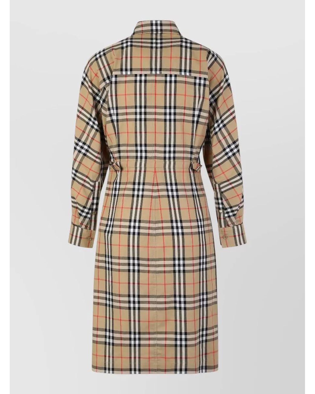 Burberry Multicolor Checked Long-Sleeve Midi Dress