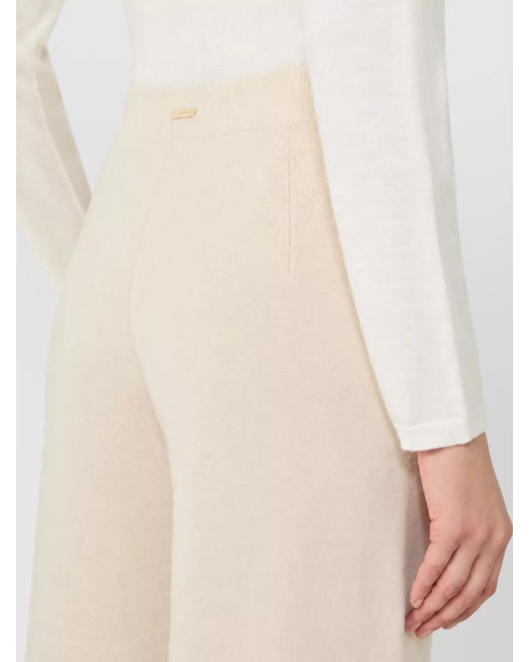 Max Mara Natural Cashmere Blend Wide-Leg Knitted Trousers