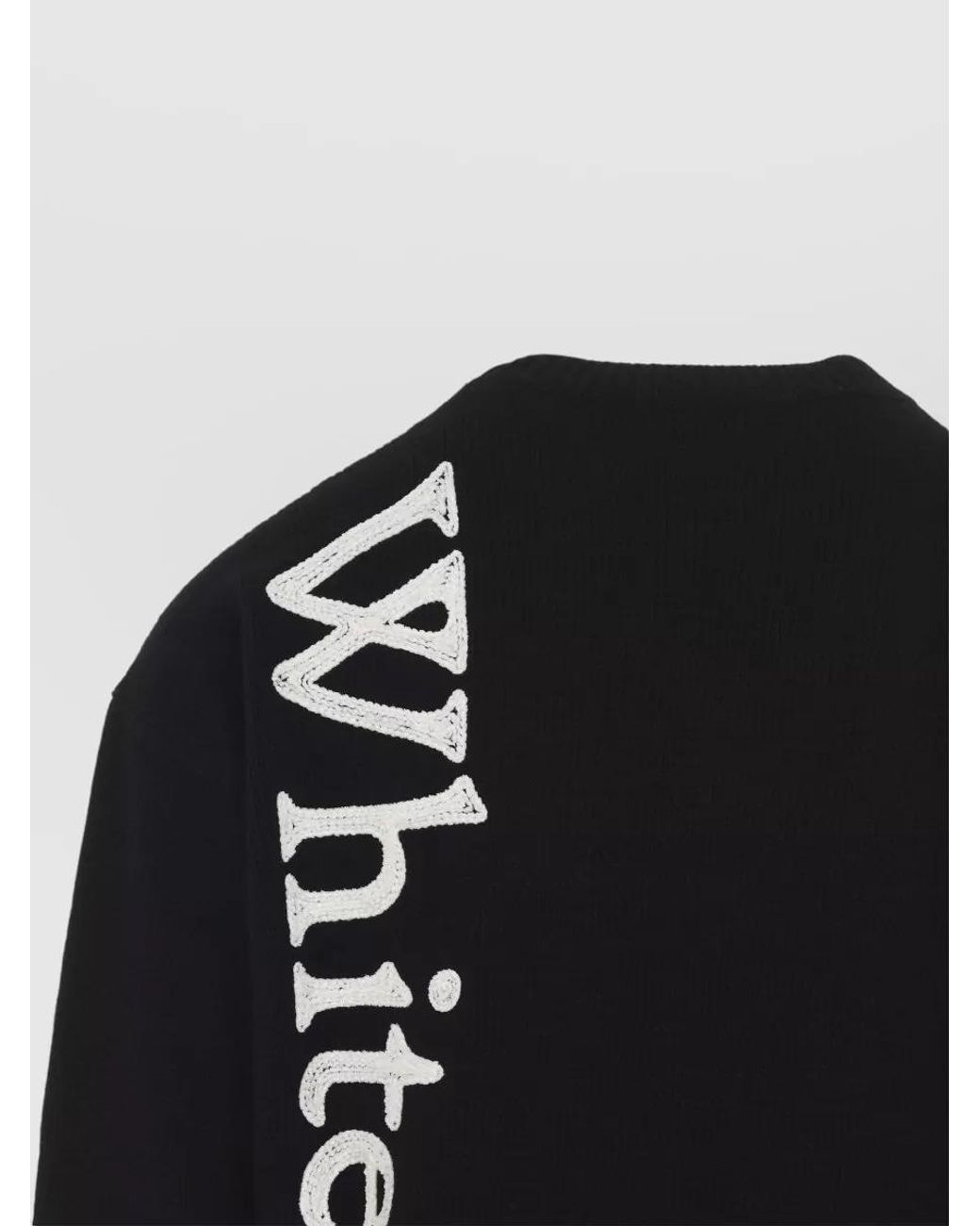 Off-White c/o Virgil Abloh Black Wool Logo-Intarsia Crewneck Sweater for men