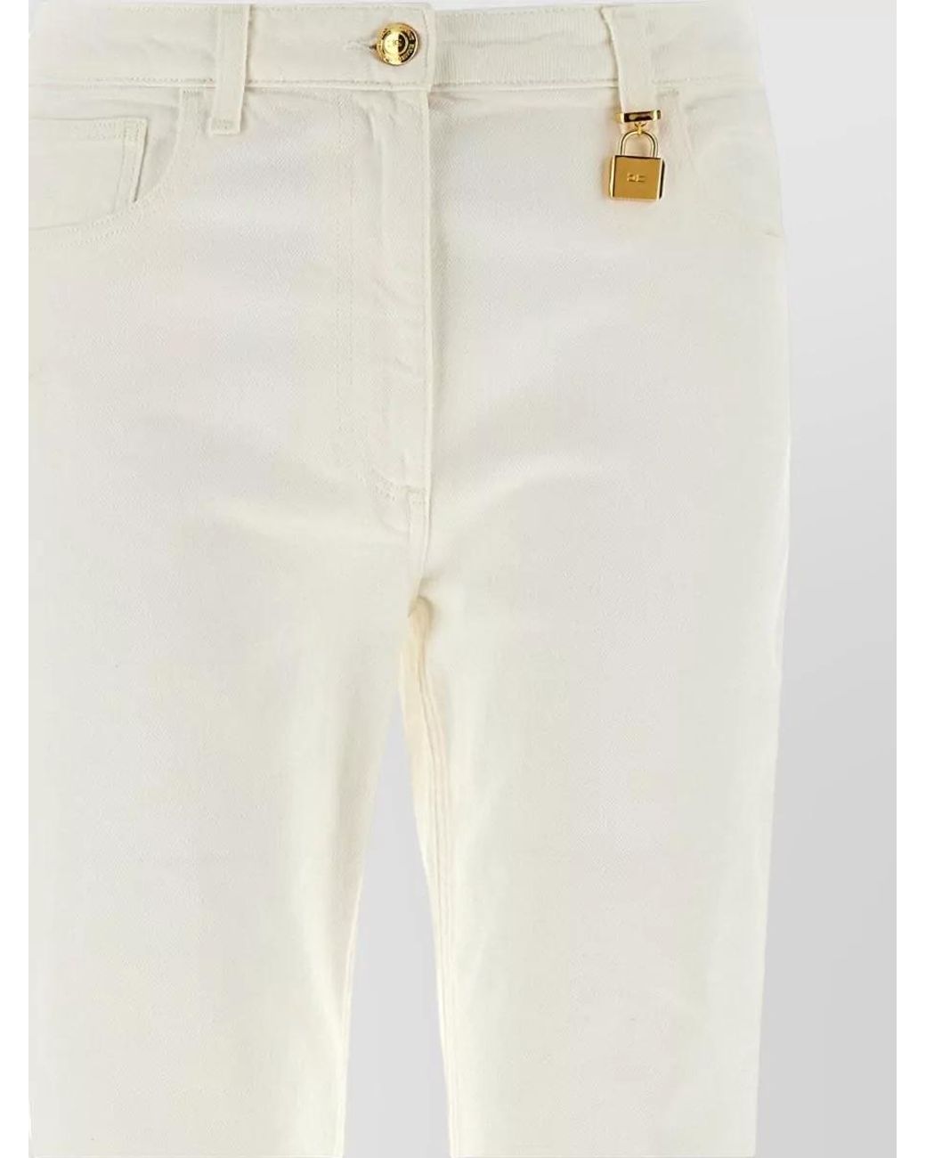 Elisabetta Franchi White Mid-Rise Straight-Leg Denim Jeans