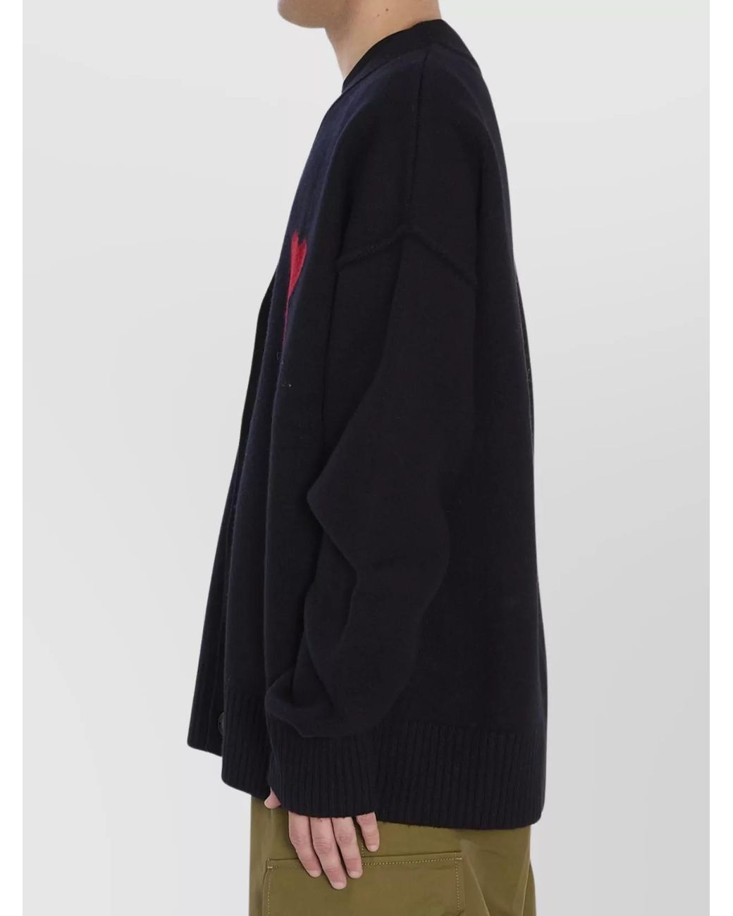 AMI Blue Wool Oversized Cardigan for men