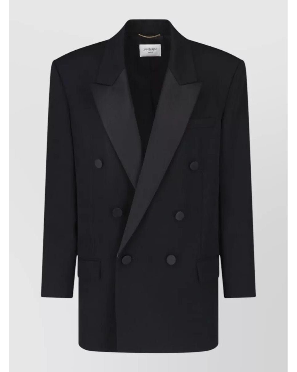 Saint Laurent Black Wool Double-Breasted Tuxedo Jacket