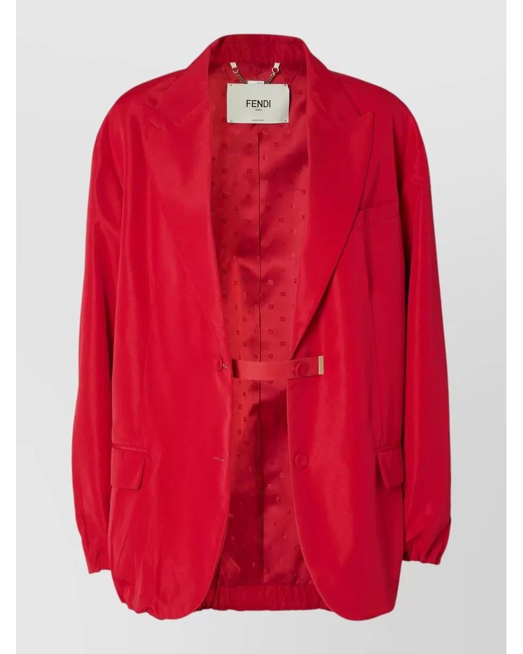 Fendi Red Calfskin Polyamide Jacket