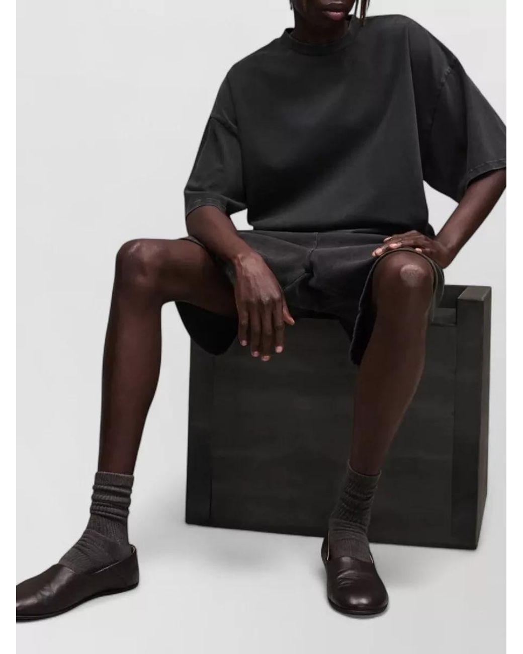 Entire studios Black Oversized Cotton T-Shirt for men