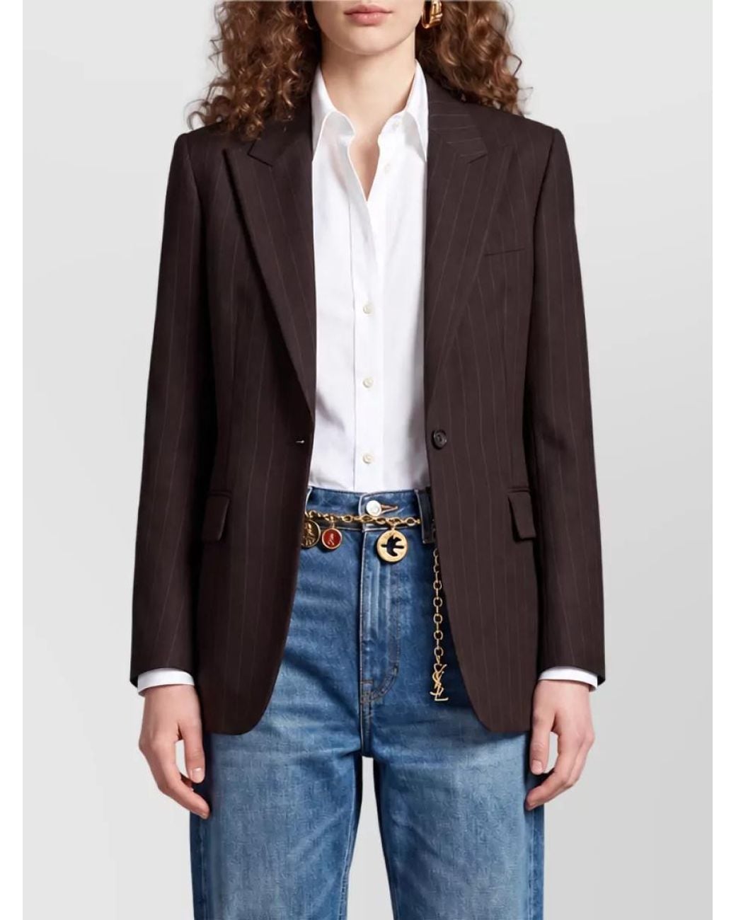 Saint Laurent Black Single-Breasted Wool Suit Jacket