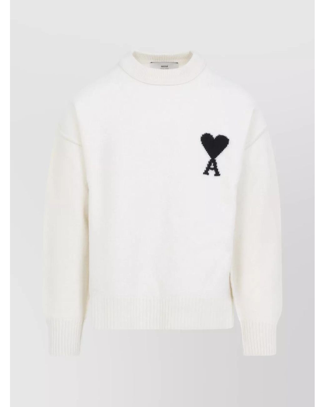 AMI White Wool Crewneck Sweater for men