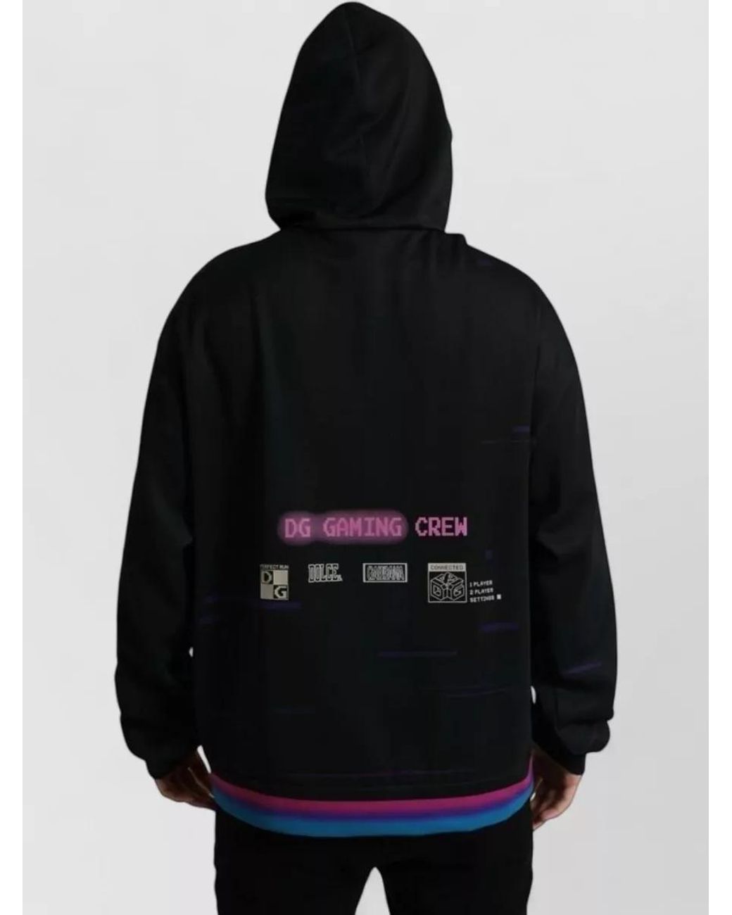 Dolce & Gabbana Black Logo Print Hooded Sweatshirt for men