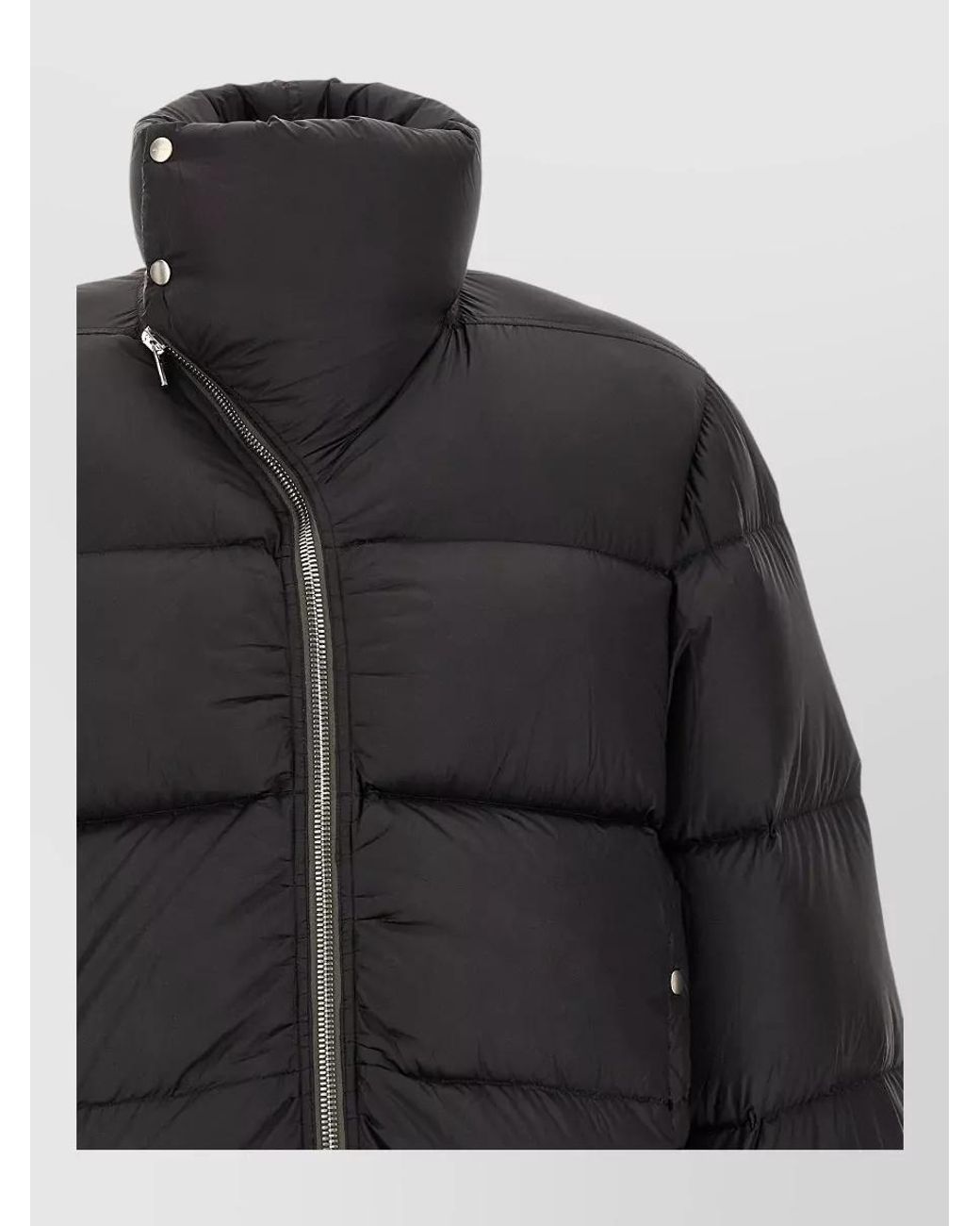 Rick Owens Black Down Cropped High-Neck Puffer Jacket for men