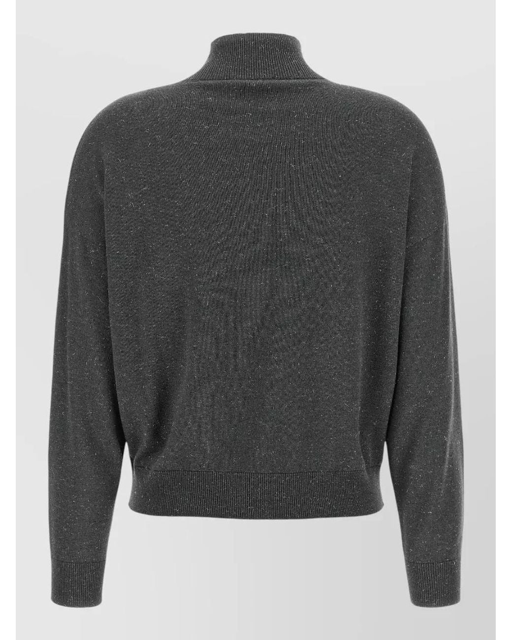 Peserico Gray Wool Blend Lame Turtleneck Sweater