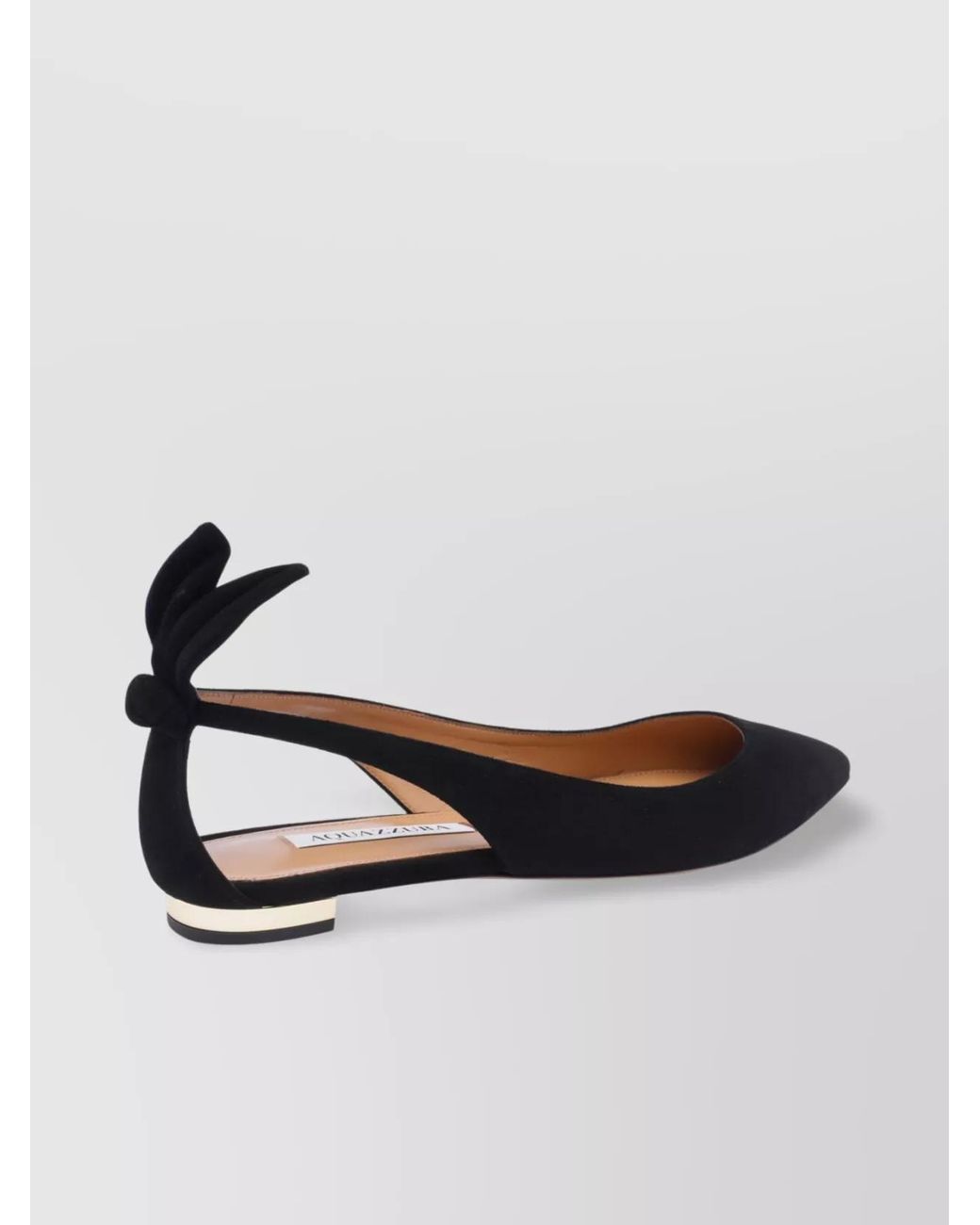 Aquazzura Black Leather Bow Ballerina Flats