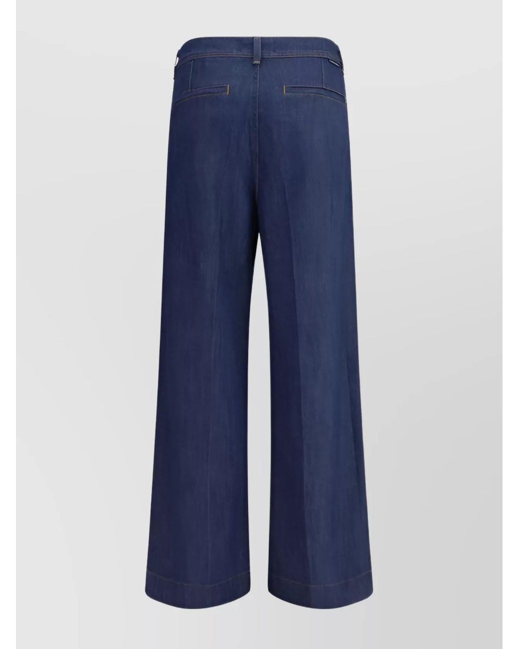 7 For All Mankind Blue High-Rise Pleated Wide-Leg Jeans