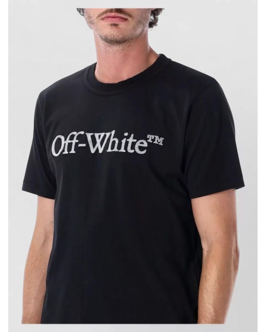 Off-White c/o Virgil Abloh Black Cotton Logo Print Regular Fit Short Sleeve T-Shirt for men