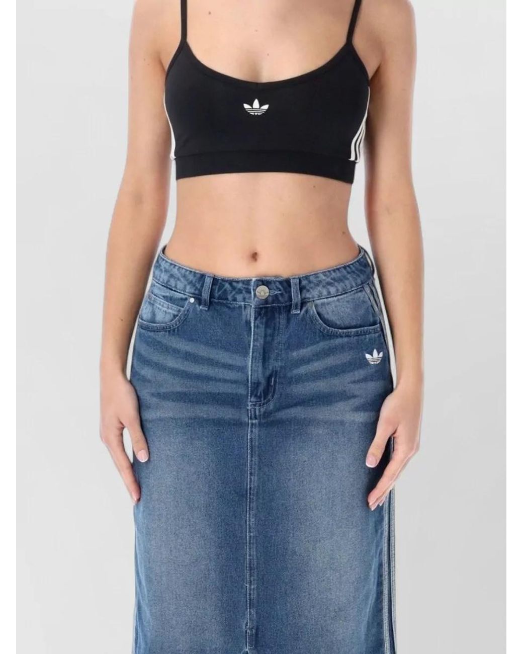 Adidas Originals Blue Cotton Bralette Top