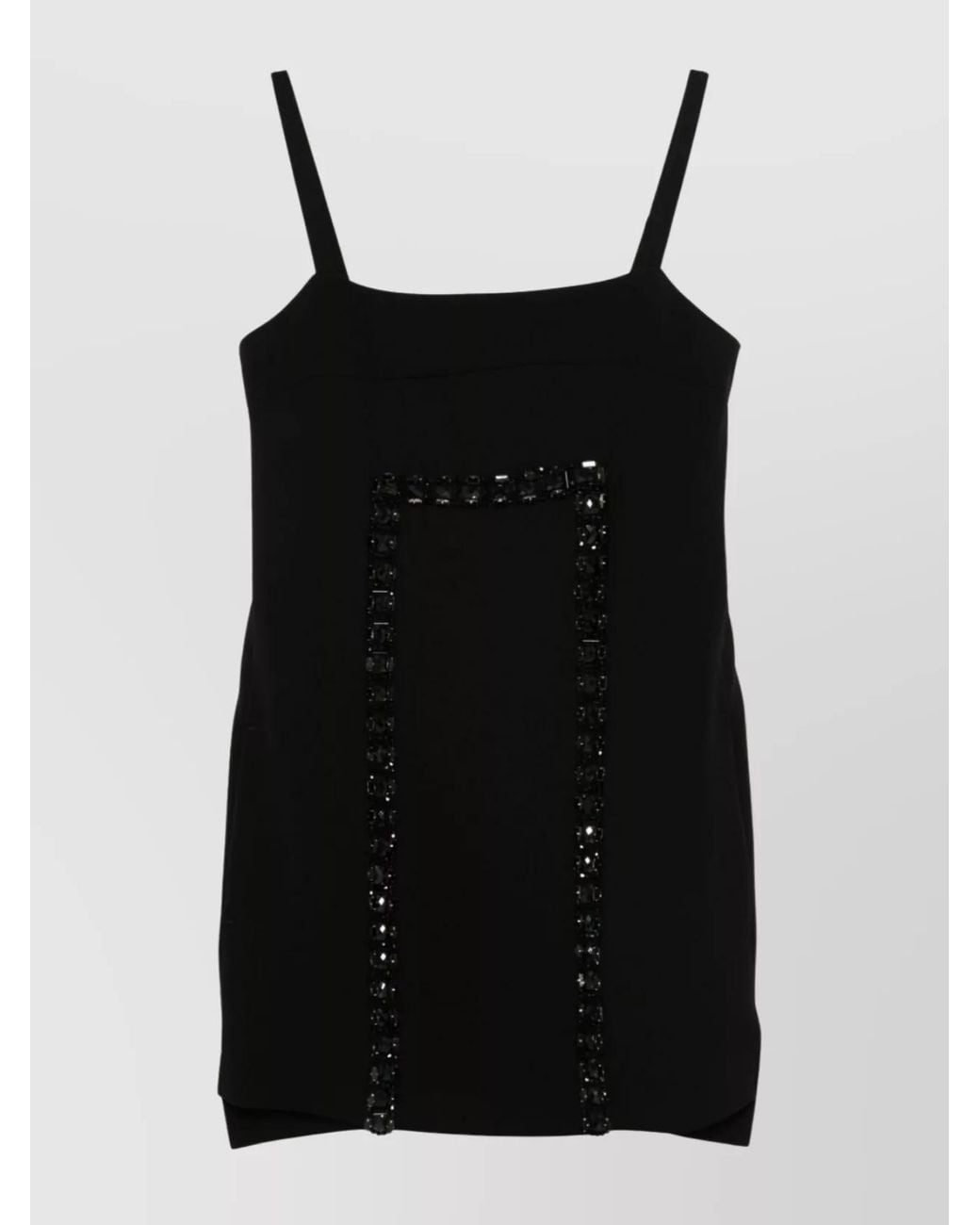 Max Mara Black Crystal-Embellished Sleeveless Square-Neck Mini Dress