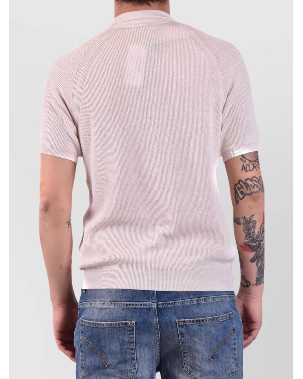 Laneus White Cotton Polo Shirt for men