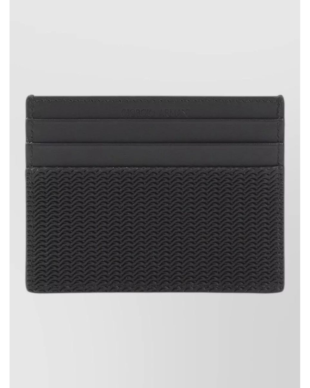 Giorgio Armani Black Textured Leather Card Holder for men