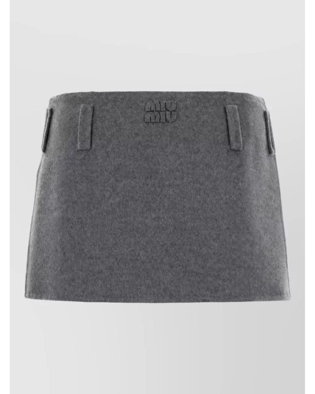 Miu Miu Gray Cashmere Wool Mini Skirt