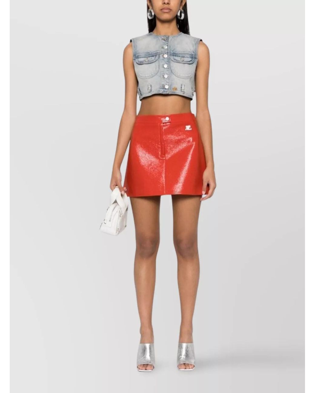 Courreges Blue Denim Cropped Sleeveless Vest