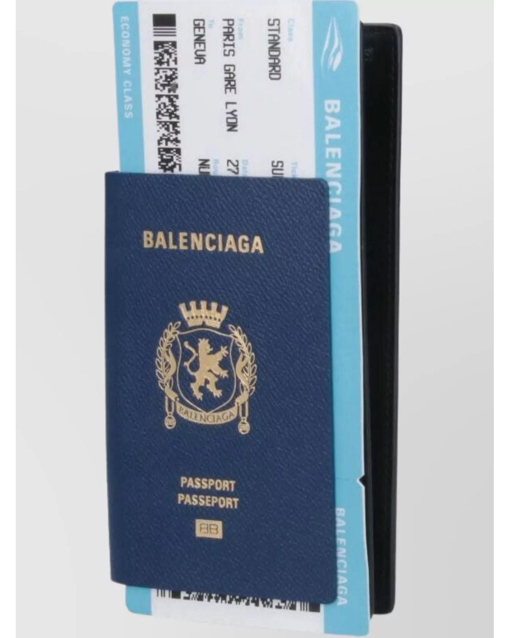 Balenciaga Blue Calf Leather Passport Wallet for men