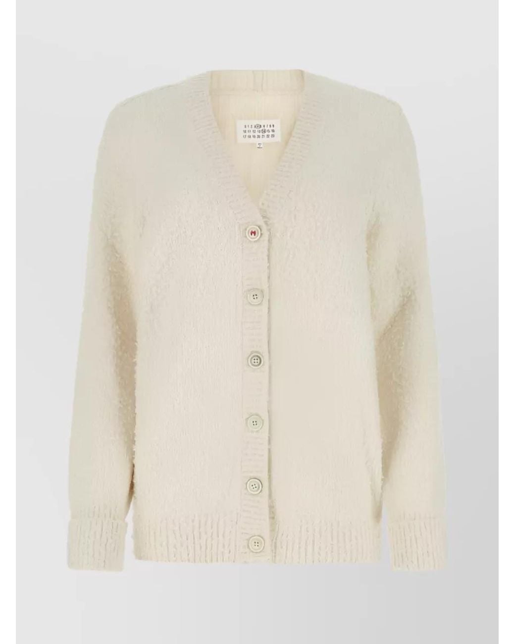 Maison Margiela Natural Ribbed Oversized V-Neck Cardigan