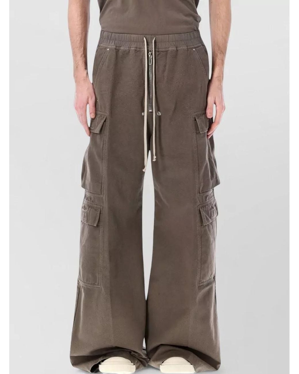 Rick Owens Brown Cotton Wide-Leg Cargo Trousers for men