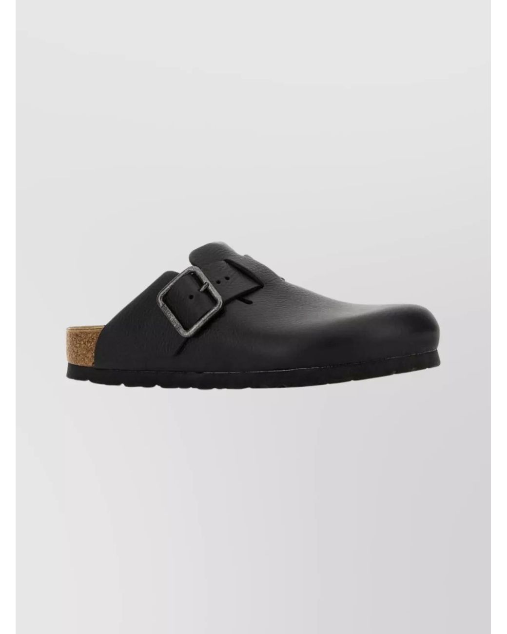 Birkenstock Black Leather Boston Wire Buckle Slippers for men