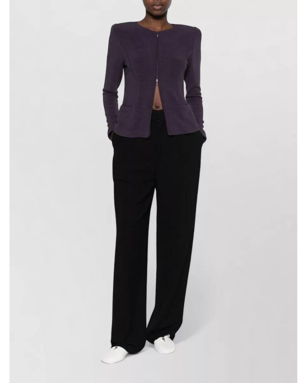 Emporio Armani Blue Ribbed Slim-Fit Zip-Up Jacket