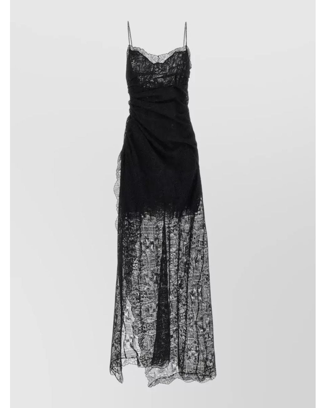 Ermanno Scervino White Lace Draped Sleeveless Maxi Dress
