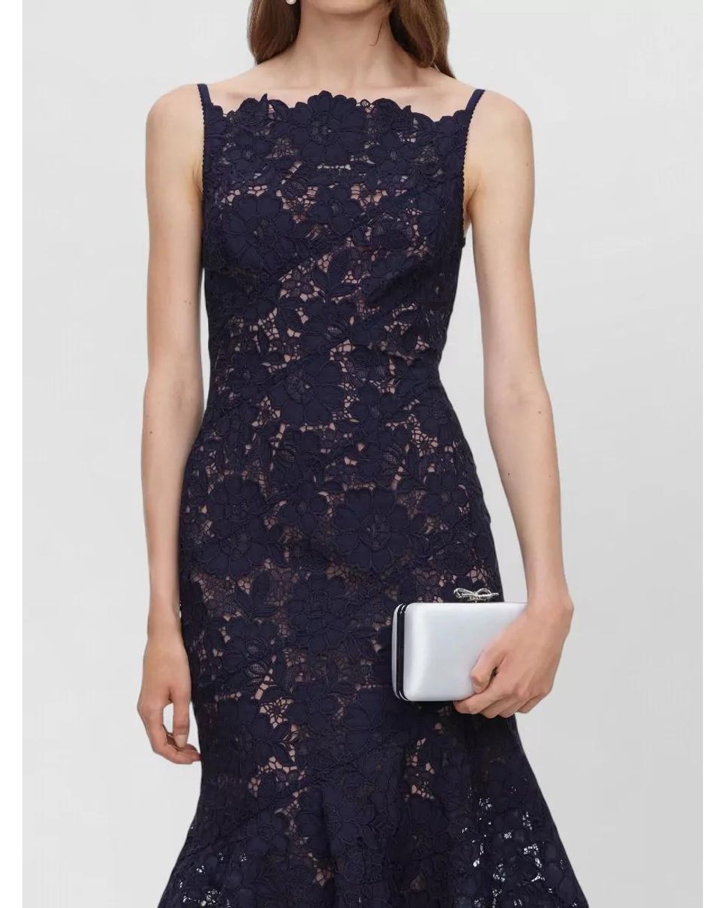 Self-Portrait Blue Spiral Lace Midi Dress