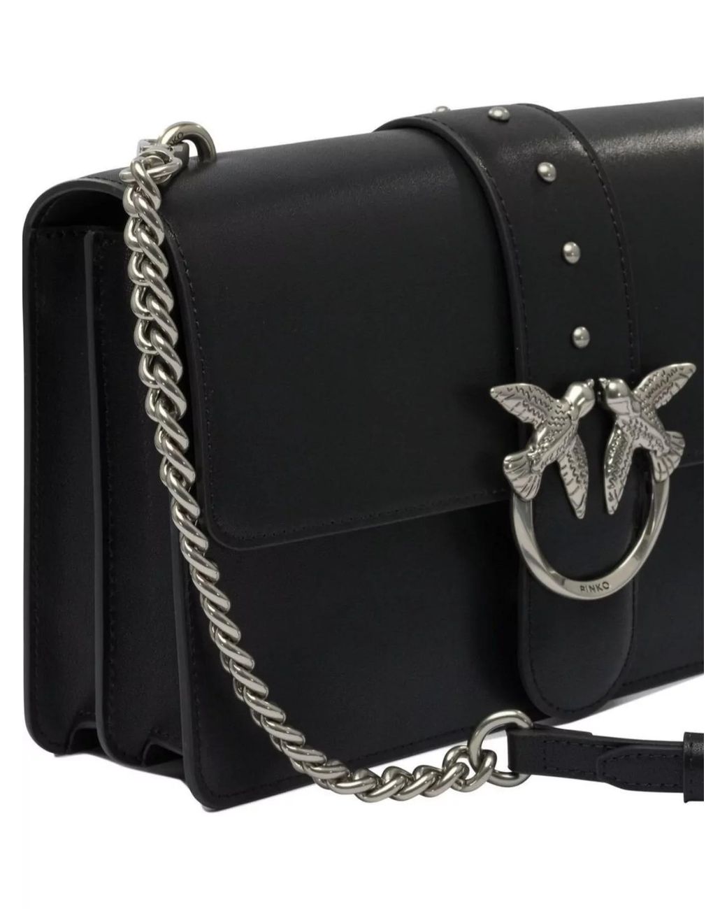 Pinko Black Love Bag One Leather Crossbody Bag