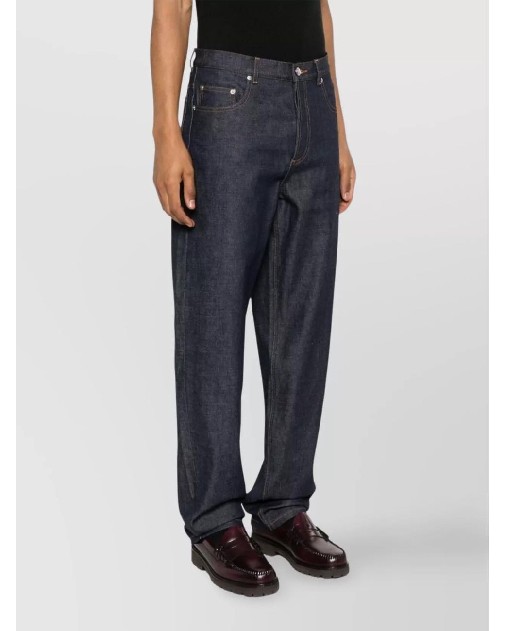 A.P.C. Blue Denim Low-Rise Wide-Leg Jeans for men