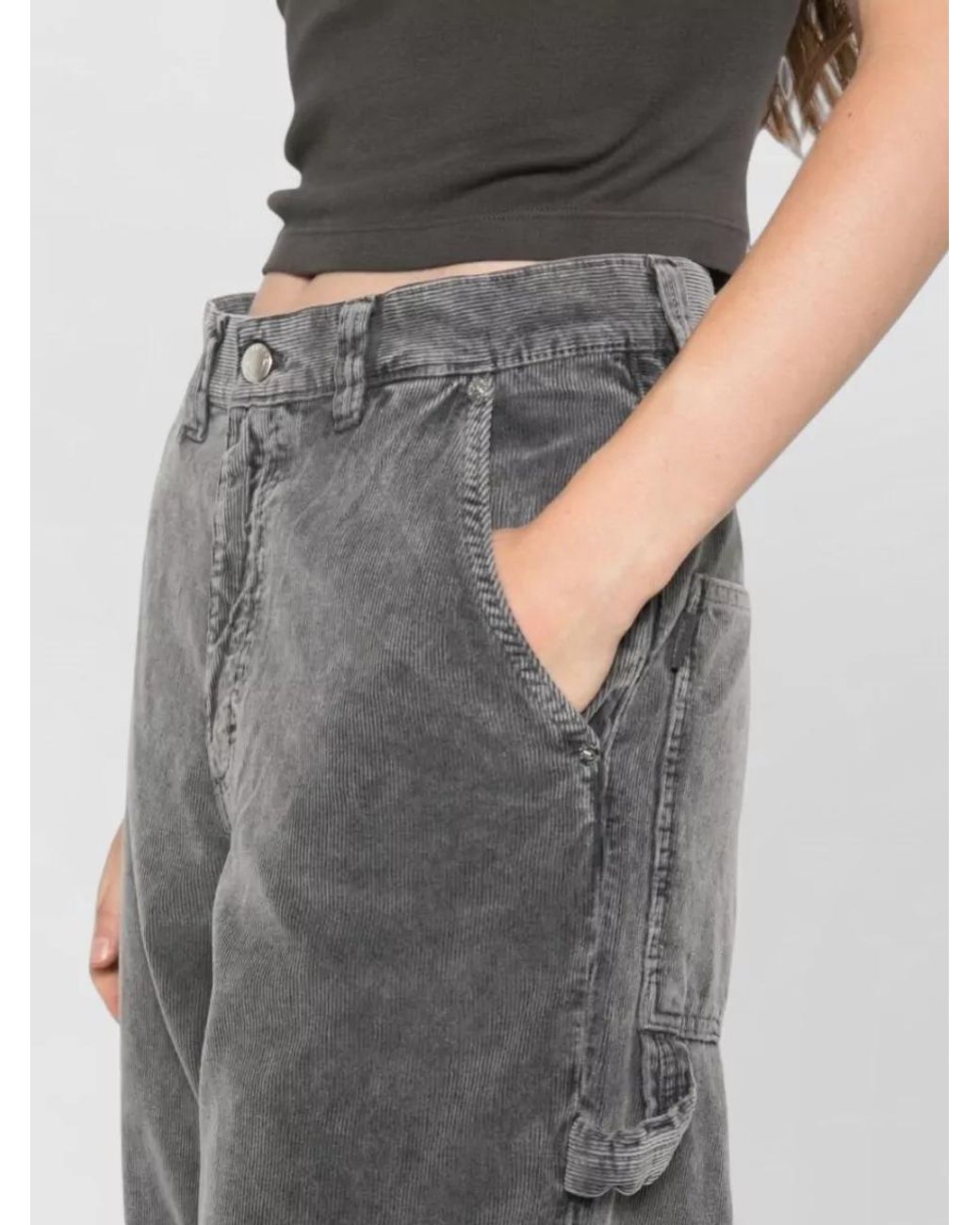 Haikure Gray Corduroy Straight-Leg Trousers