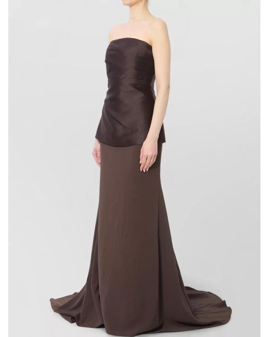 Solace London Brown Draped Maxi Gown
