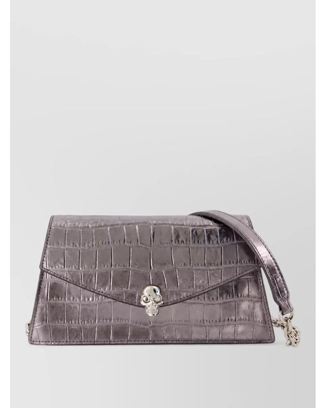 McQueen Gray Skull Mini Leather Shoulder Bag