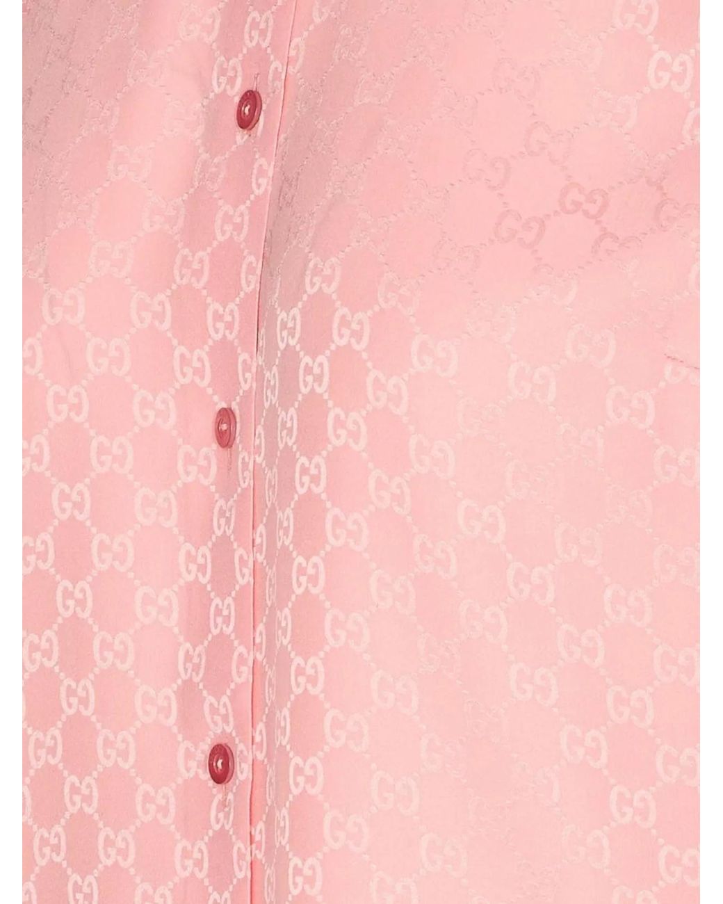 Gucci Pink Gg Silk Jacquard Shirt