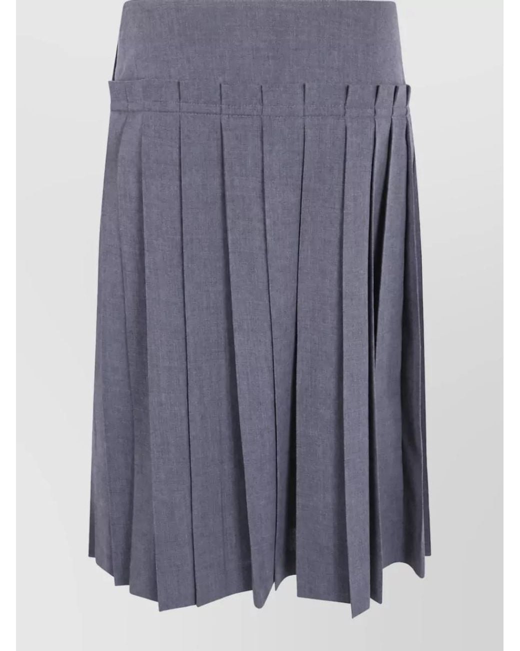 AMI Purple Wool Pleated Midi Skirt