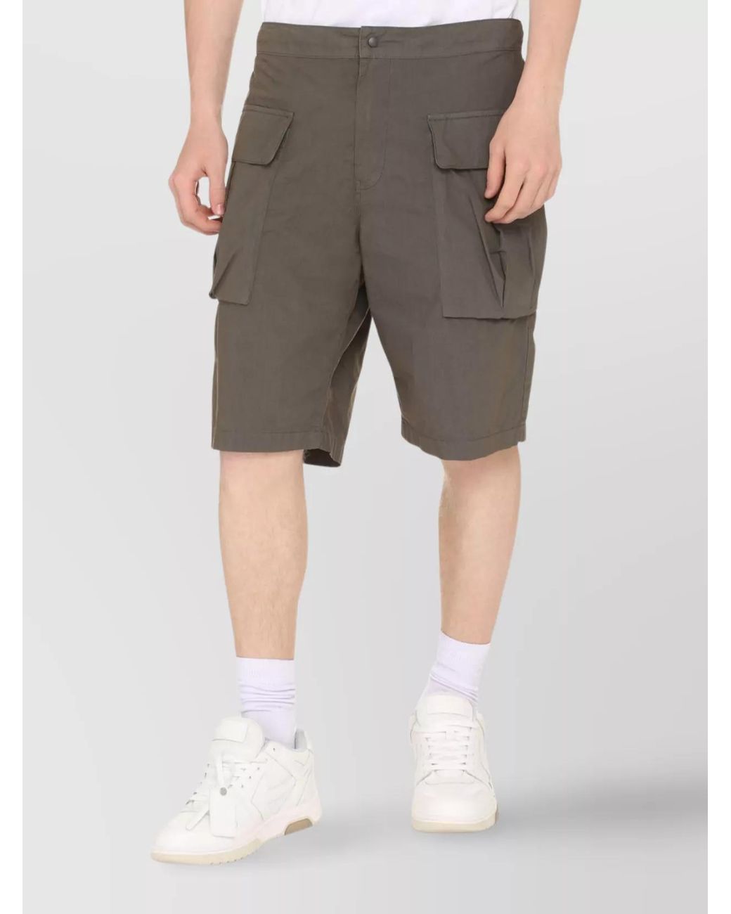 Aspesi Gray Cotton Cargo Bermuda Shorts for men