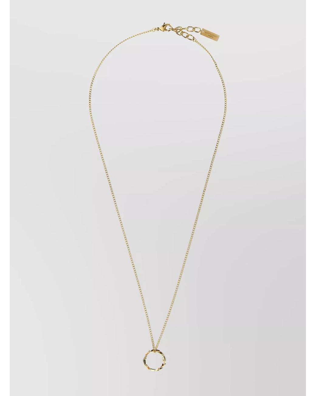 Saint Laurent White Metal Cassandre Pendant Necklace