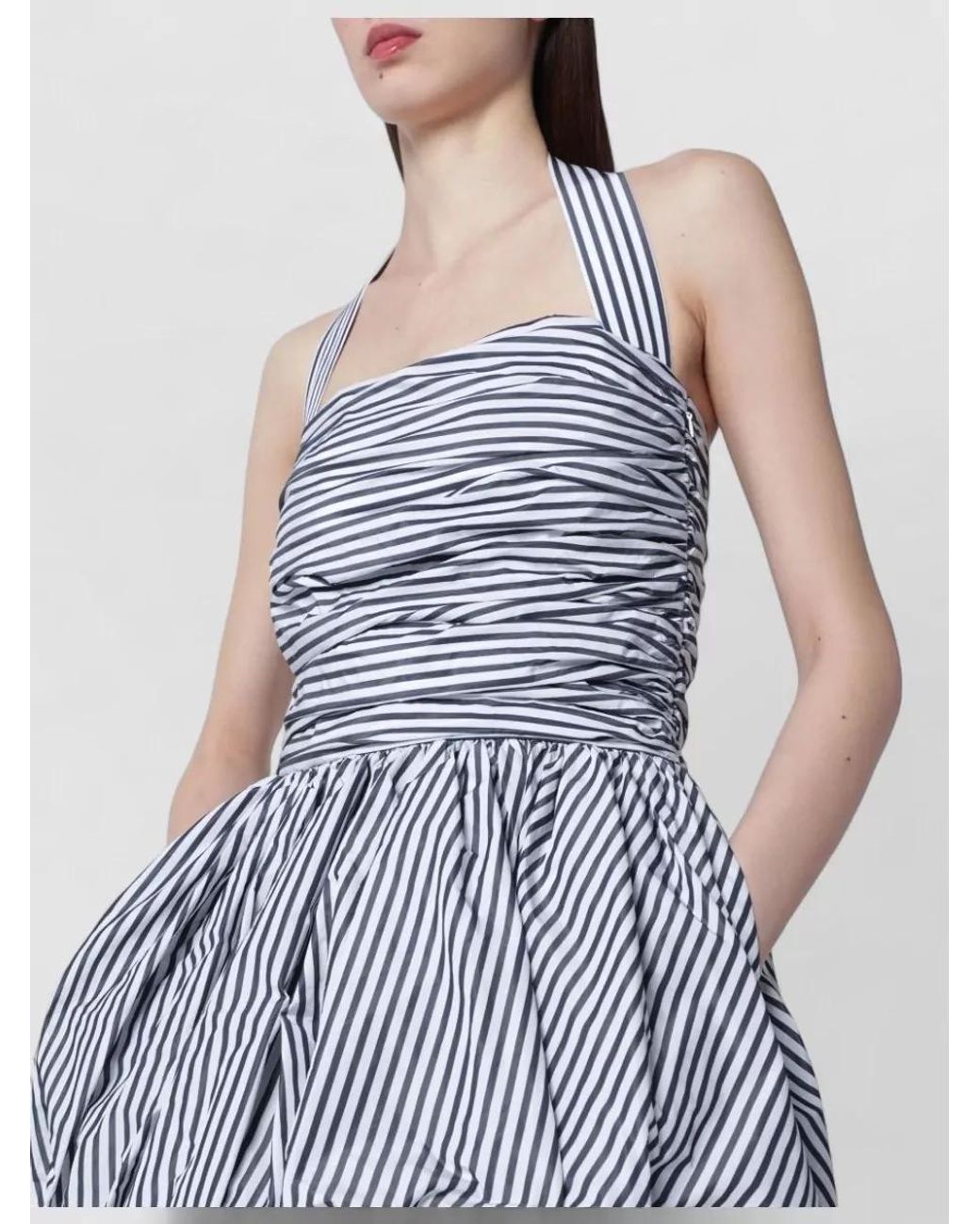 Patou Blue Striped Open-Back Mini Dress