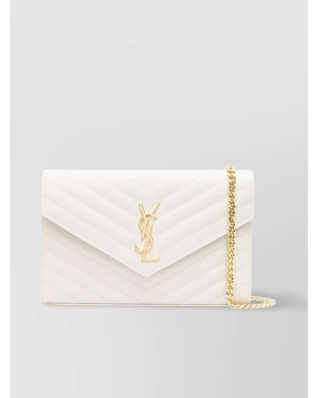Saint Laurent Natural Cassandre Leather Clutch Bag