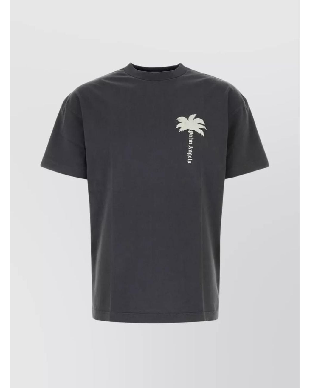 Palm Angels Black Cotton Logo-Print Crew-Neck T-Shirt for men
