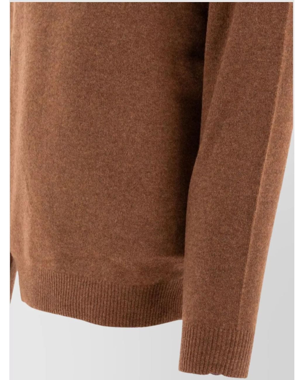 Beams Plus Brown Wool Polo Sweater for men