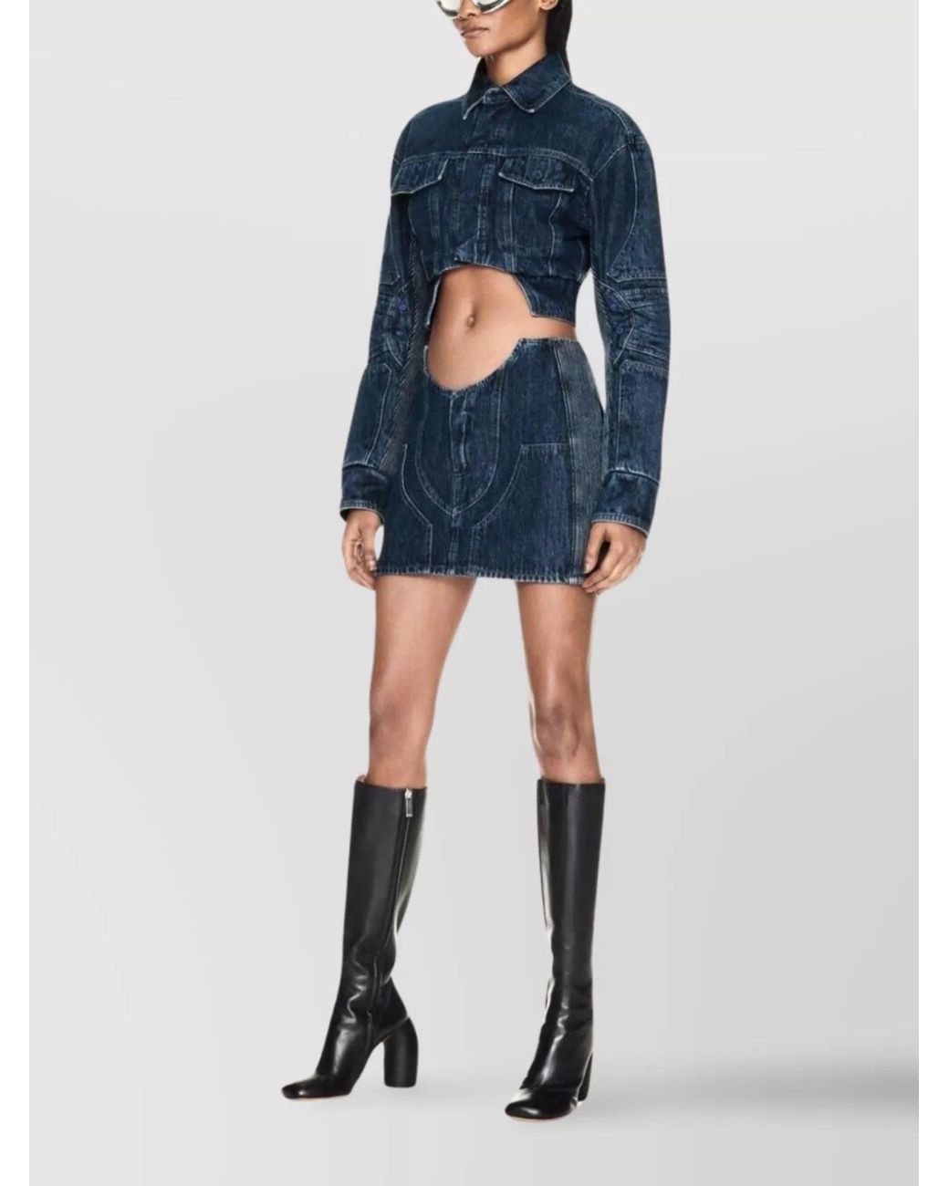 Off-White c/o Virgil Abloh Blue Cutout Cropped Denim Jacket