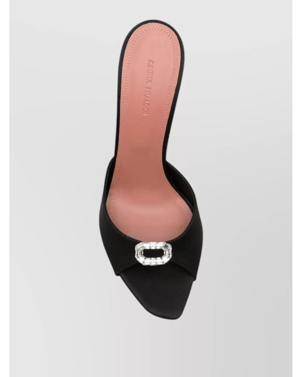 AMINA MUADDI Black Crystal-Embellished Leather Mules