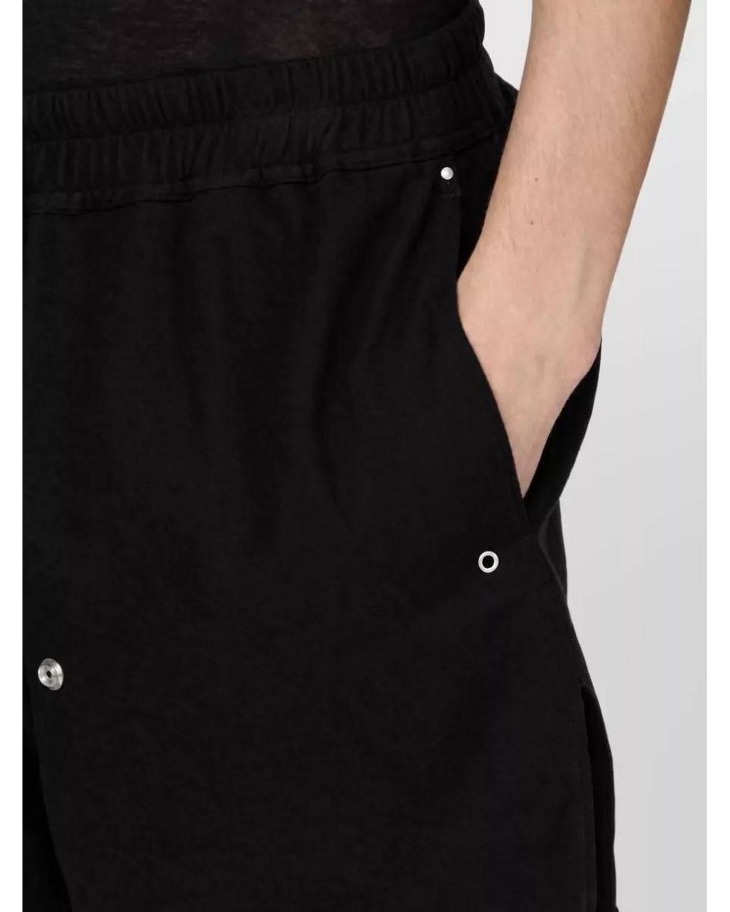 Rick Owens Black Cotton Wool Swim Shorts for men