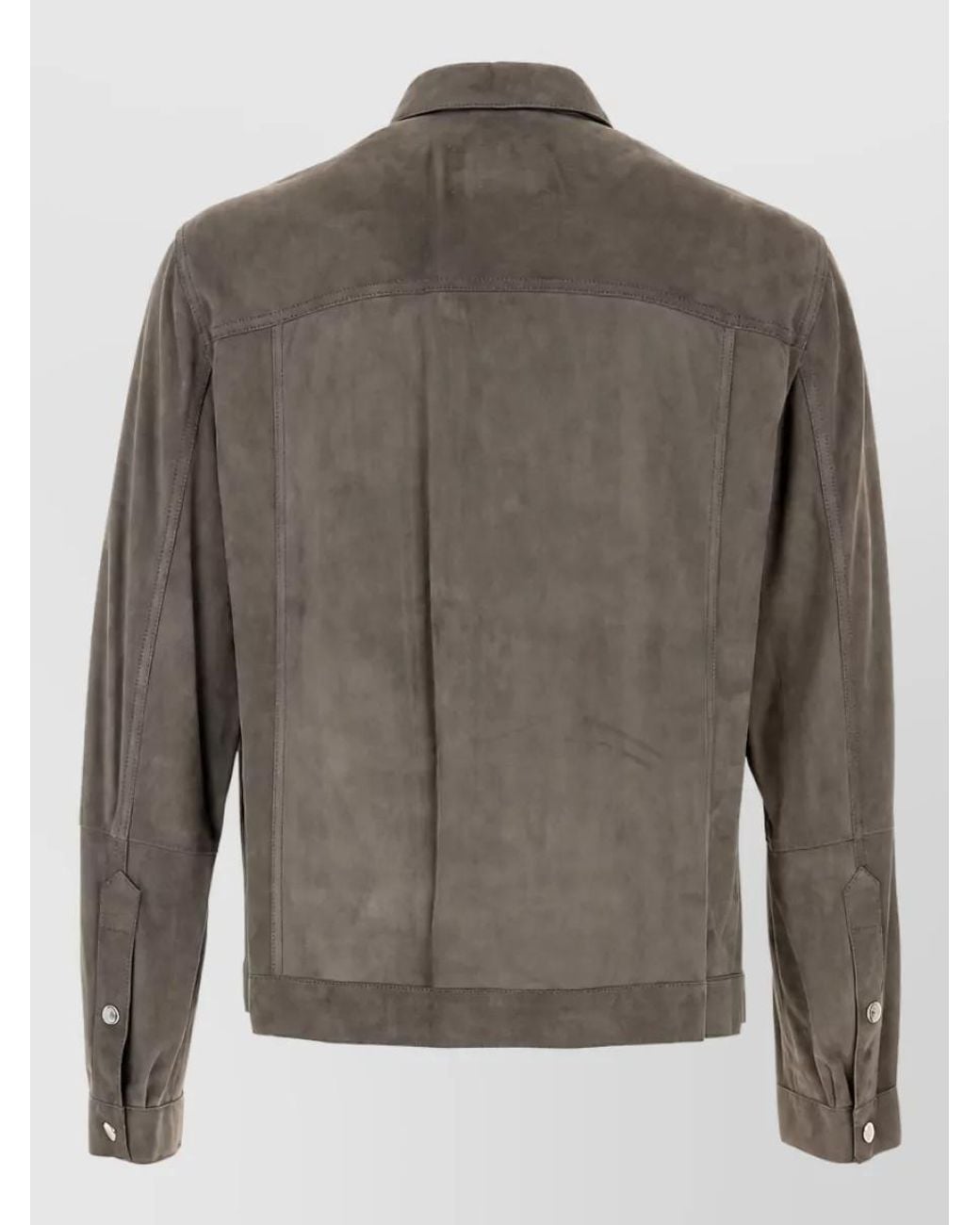 Brunello Cucinelli Gray Suede Leather Overshirt for men