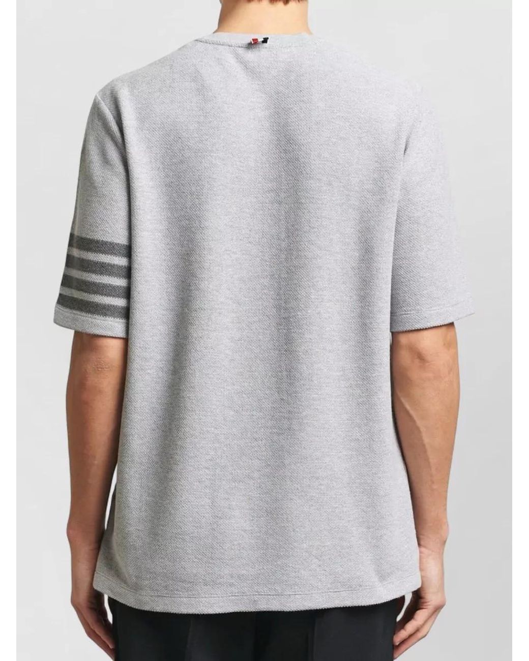 Thom Browne Gray Textured Cotton Short-Sleeve T-Shirt for men