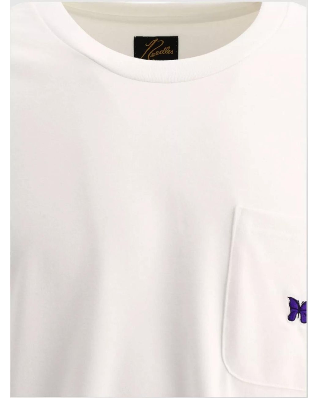 Needles White Polyester Logo T-Shirt for men