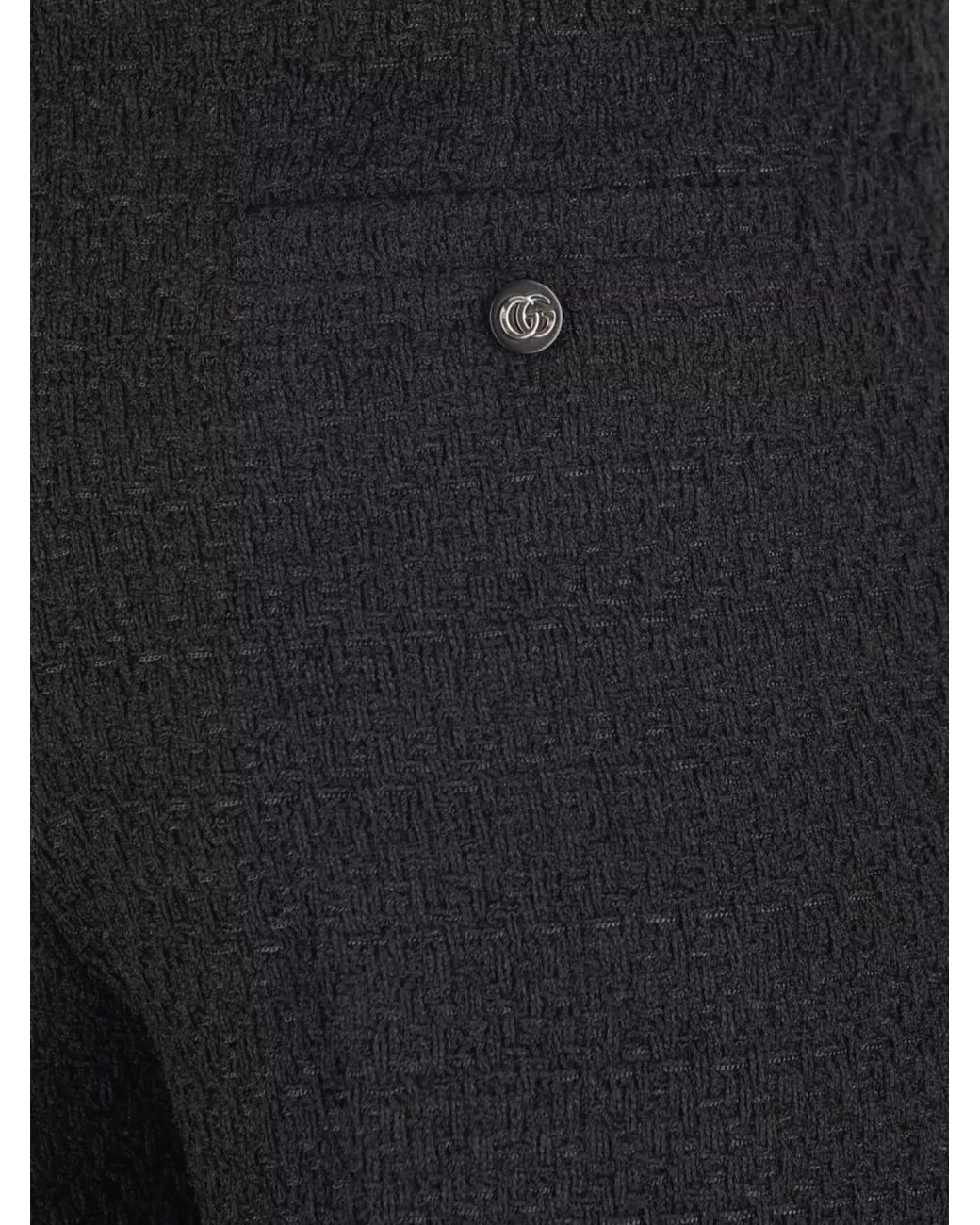 Gucci Black Bouclé Wool Cropped Straight-Leg Tailored Trousers