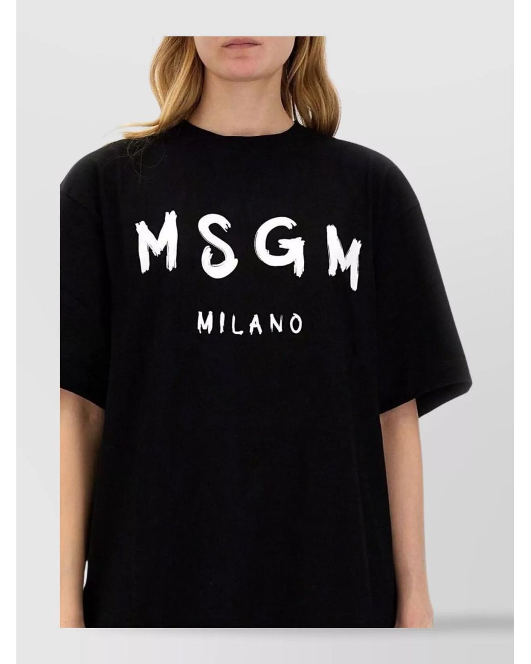 MSGM Black Cotton Logo-Print Short-Sleeve Mini Dress
